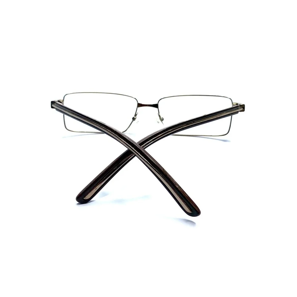 Prada Silver Metal Rectangular Glasses Brown Temples Italy VPR65L 55 16 140